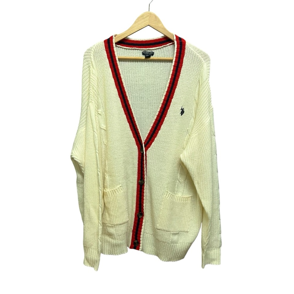 US Polo Assn Slouchy Oversized Button Front Tennis Cardigan Size XXL